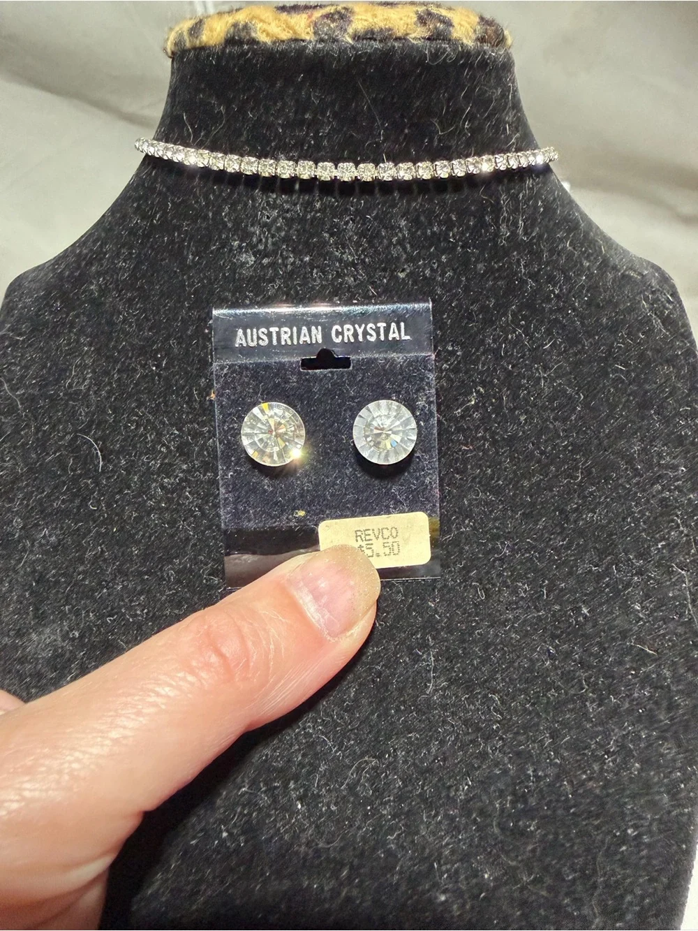 Rhinestone Choker and Vintage NWT Austrian Crystal Earring Lot